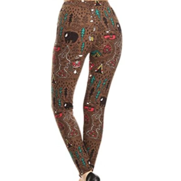 NWOT Ultra Soft Camper's Trail Print Leggings Sz.S - Picture 3 of 6